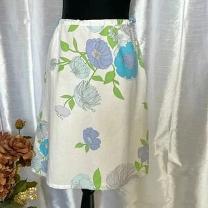 Izod Floral Lined A-Line Skirt Cottage White Women’s 12